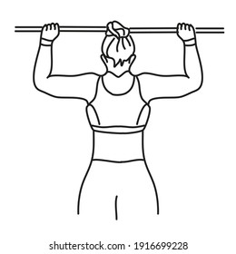illustration of woman lifting weights from behind, wearing a sports bra