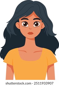 Illustration of a woman with long black hair
