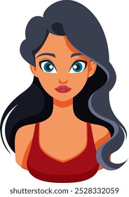 Illustration of a woman with long dark hair