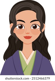 Illustration of a woman with long hair