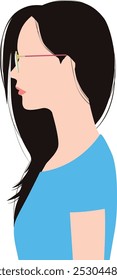 Illustration of a woman with long hair looking sideways