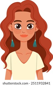 Illustration of a woman with long red hair