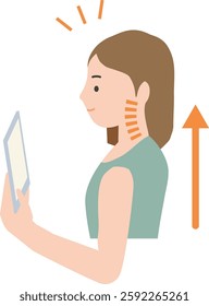 Illustration of a woman looking at her smartphone in an ideal posture