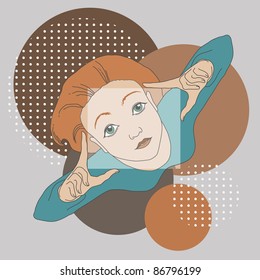 Illustration of woman looking through frame