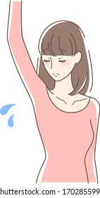 Illustration of a woman looking under the armpit