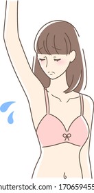 Illustration of a woman looking under the armpit