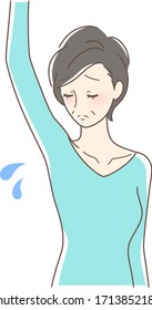 Illustration of a woman looking under the armpit