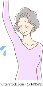 Illustration of a woman looking under the armpit