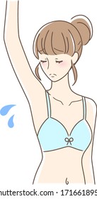 Illustration of a woman looking under the armpit