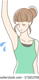 Illustration of a woman looking under the armpit