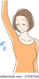 Illustration of a woman looking under the armpit