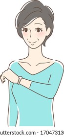 Illustration of a woman looking at a watch