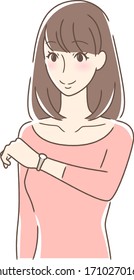 Illustration of a woman looking at a watch