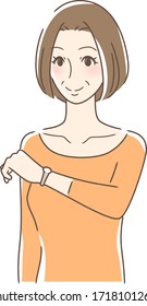 Illustration of a woman looking at a watch