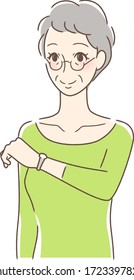 Illustration of a woman looking at a watch