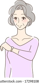 Illustration of a woman looking at a watch