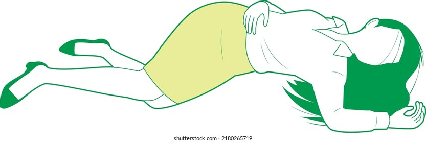 Illustration of a woman lying on her back