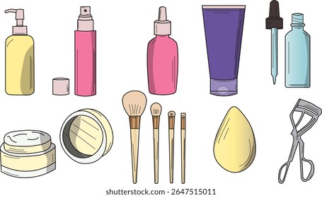 The Illustration of woman make up set for beauty
