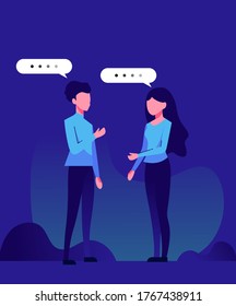 illustration of woman and man chatting