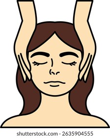 illustration of a woman massaging face