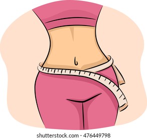 Illustration of a Woman Measuring Her Waist