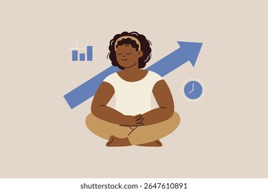 Illustration of Woman Meditating for Growth