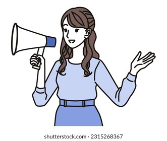 Illustration of woman with megaphone