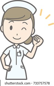 Illustration woman nurse wearing white wears winking