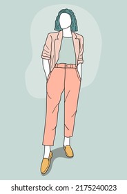 illustration of woman in office wear.  woman illustration. Hand drawn style vector design illustrations.