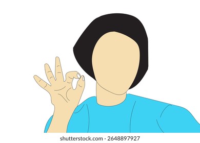 ilustração de mulher com símbolo de mão ok 