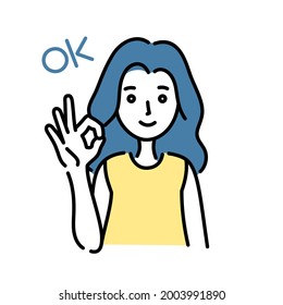 Illustration of a woman with OK pose