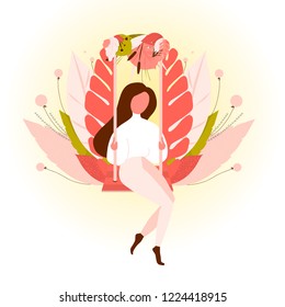 illustration of a woman on a swing