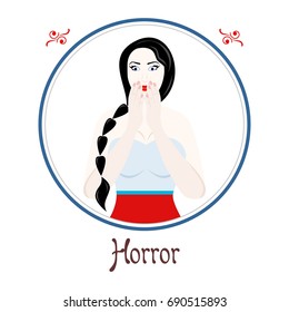 Illustration with a woman on the theme of horror.