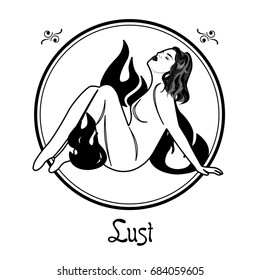Illustration With A Woman On The Theme Of Lust.