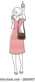 Illustration of a woman on the train