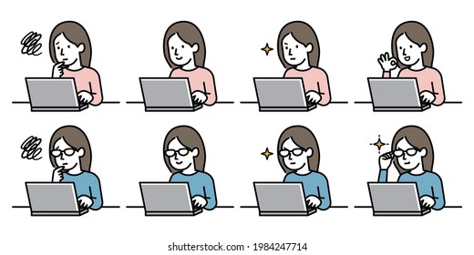 Illustration of a woman operating a laptop