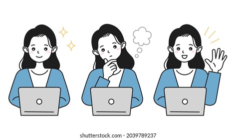 Illustration of a woman operating a personal computer