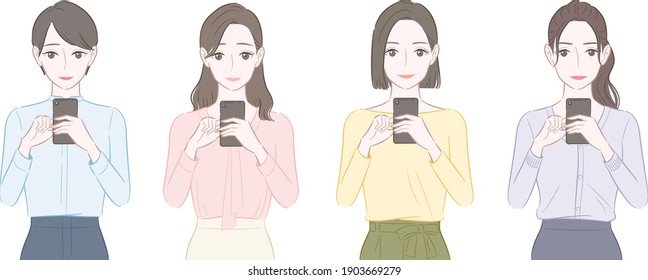 Illustration of a woman operating a smartphone