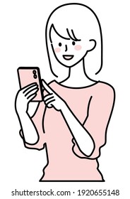 Illustration of a woman operating a smartphone