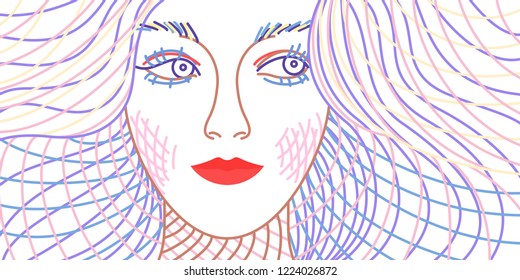Illustration of a woman in outline drawing style