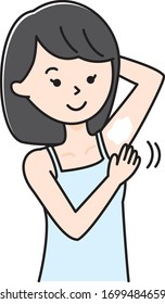 Illustration of a woman painting cream on her side