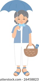 An illustration of a woman with a parasol.