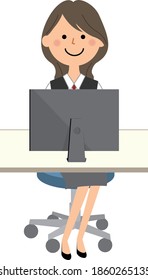 It is an illustration of a woman in a PC and uniform.