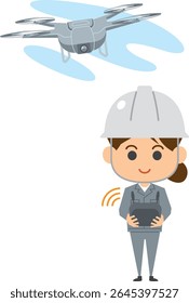 Ilustração de uma mulher pilotando um drone