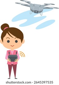 Ilustração de uma mulher pilotando um drone