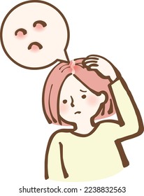 Illustration of a woman with a pimple on her head