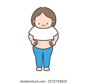 Illustration of a woman pinching her belly fat.