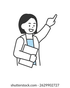 Illustration of a woman pointing and explaining - Vector