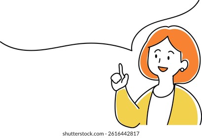 illustration of woman pointing fingers and speech bubble