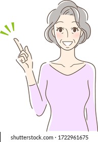 Illustration of a woman pointing to the front smiling and pointing